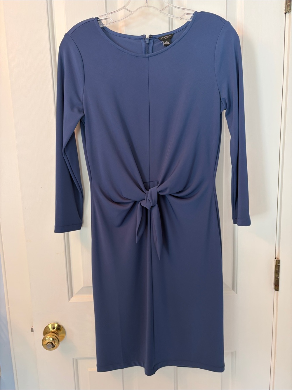 NWT Ann Taylor Slate Blue Midi Dress with Front Twist
